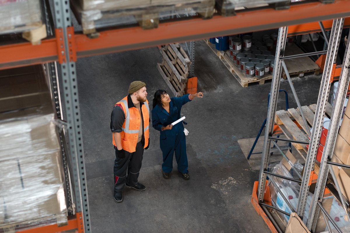 People taking care of warehouse logistics together