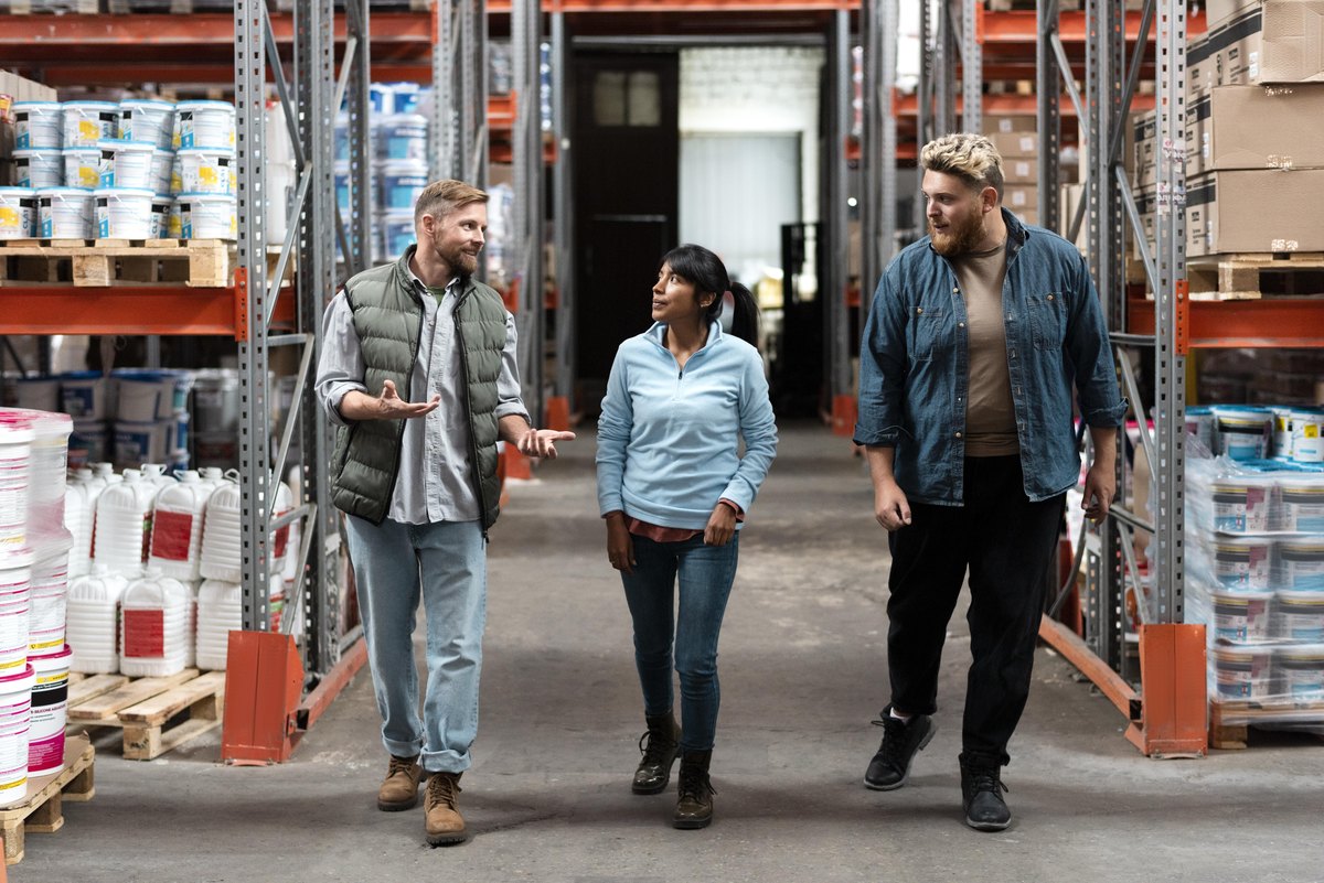Warehouse team coordinating freight operations
