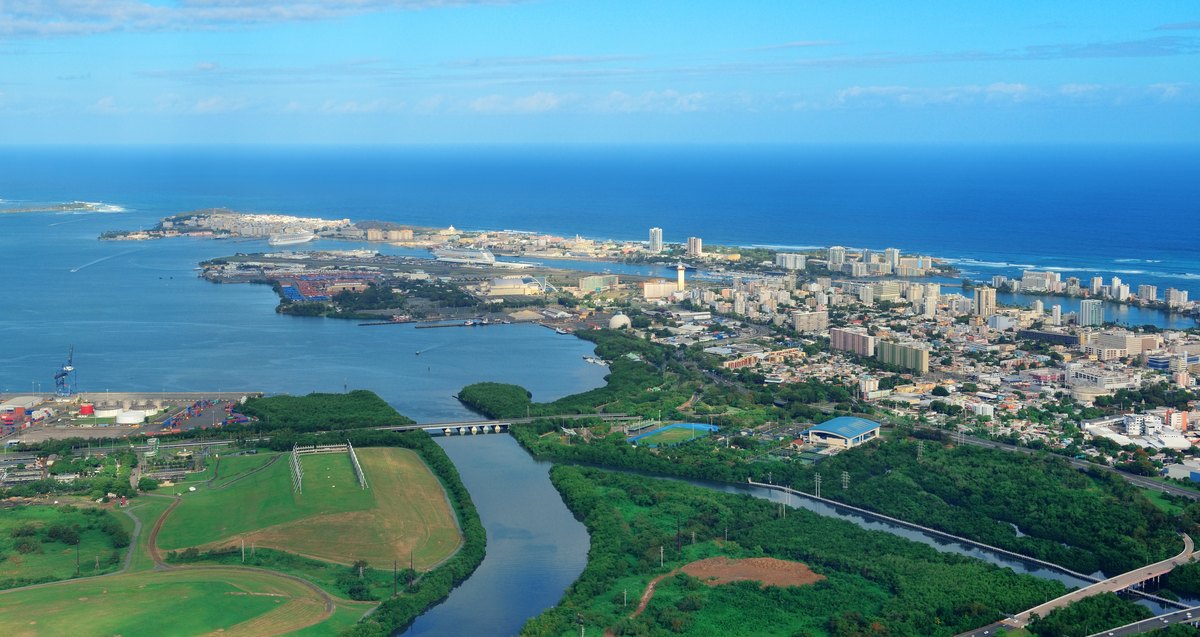 Aerial view of San Juan and the Puerto Rico coast